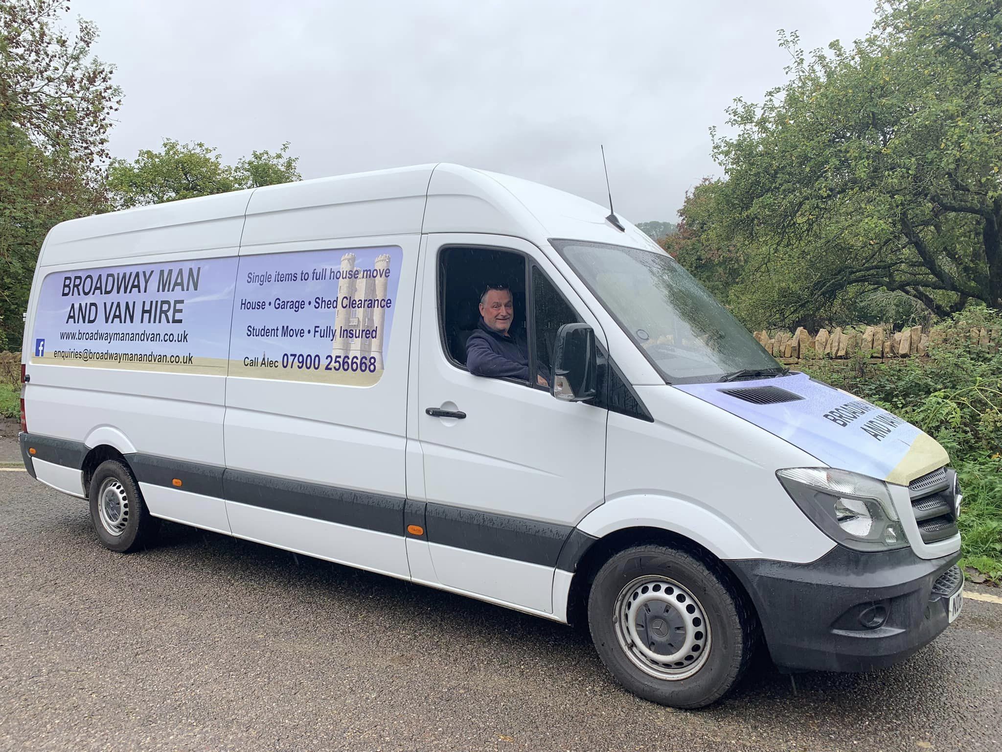 Alec sat in his van ready to move