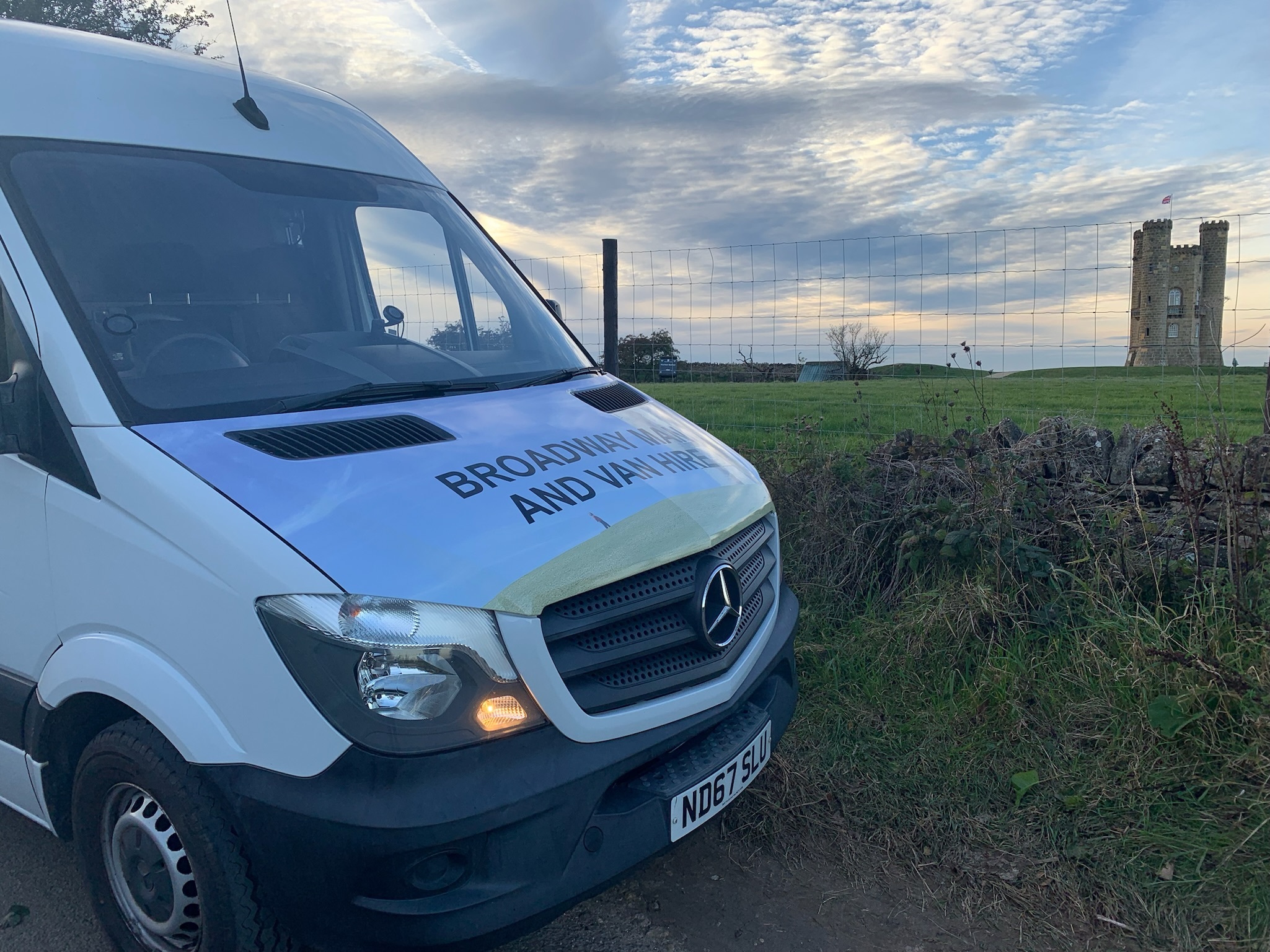 front of the big white van